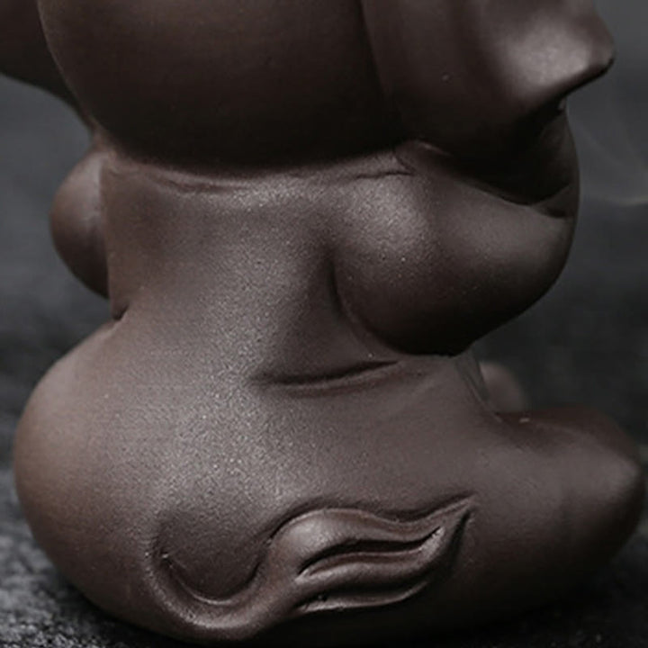 Buddha Stonesかわいい象 紫粘土 逆流煙噴水 平和 癒し 香炉 装飾 - image 25