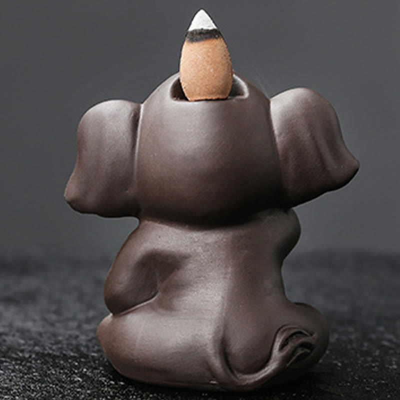 Buddha Stonesかわいい象 紫粘土 逆流煙噴水 平和 癒し 香炉 装飾 - image 8