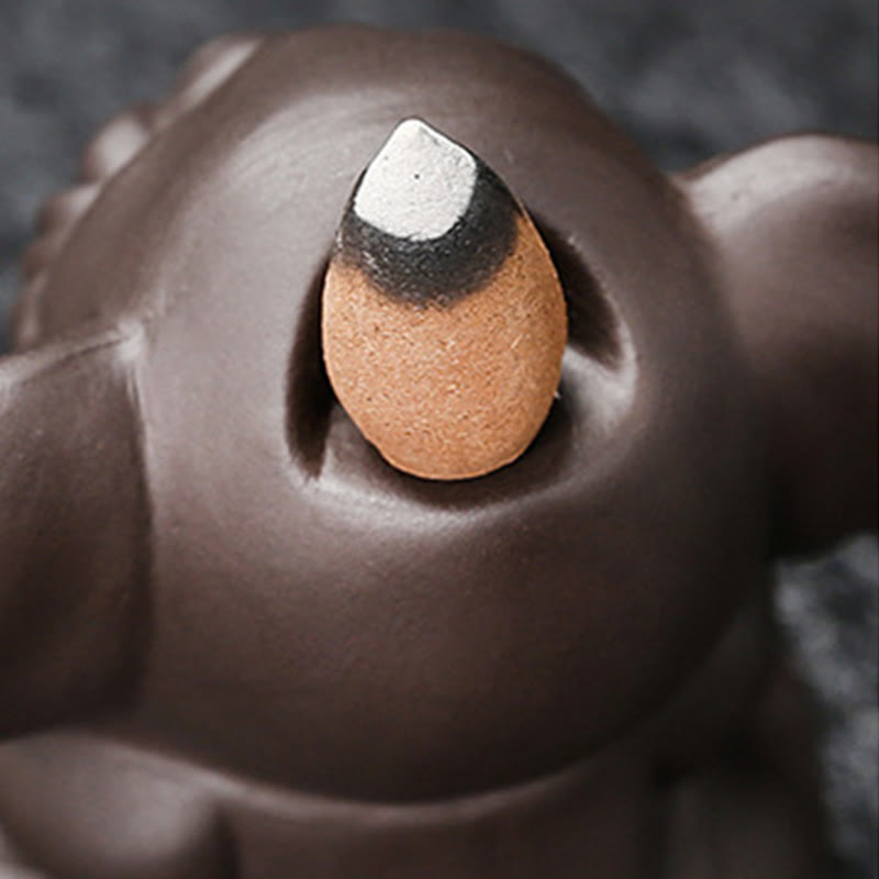 Buddha Stonesかわいい象 紫粘土 逆流煙噴水 平和 癒し 香炉 装飾 - image 25