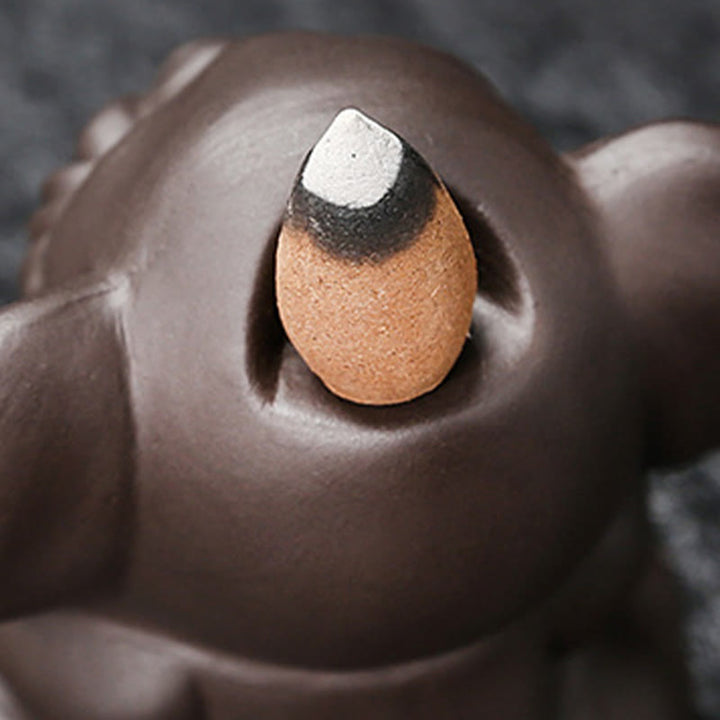 Buddha Stonesかわいい象 紫粘土 逆流煙噴水 平和 癒し 香炉 装飾 - image 33