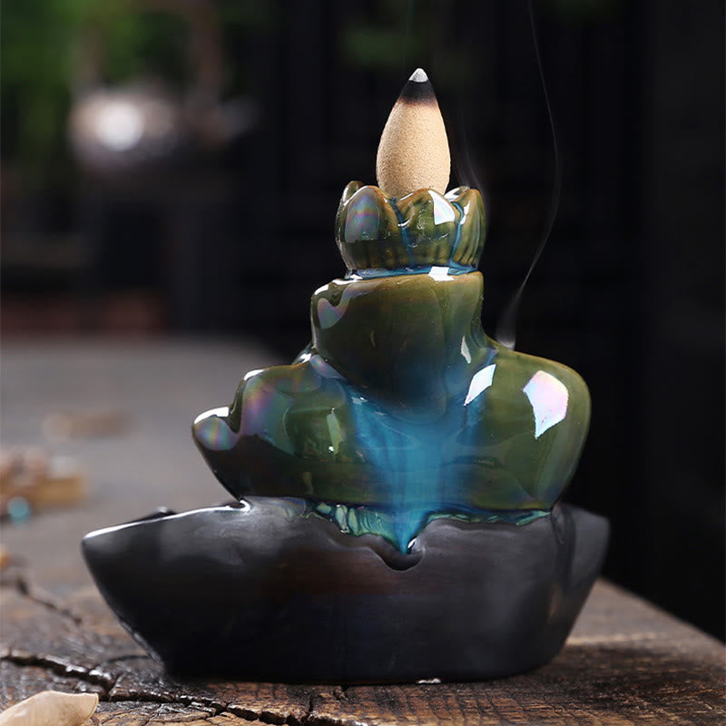 Buddha Stones蓮の葉 鯉 陶器 逆流煙噴水 平和香炉 装飾 - image 5