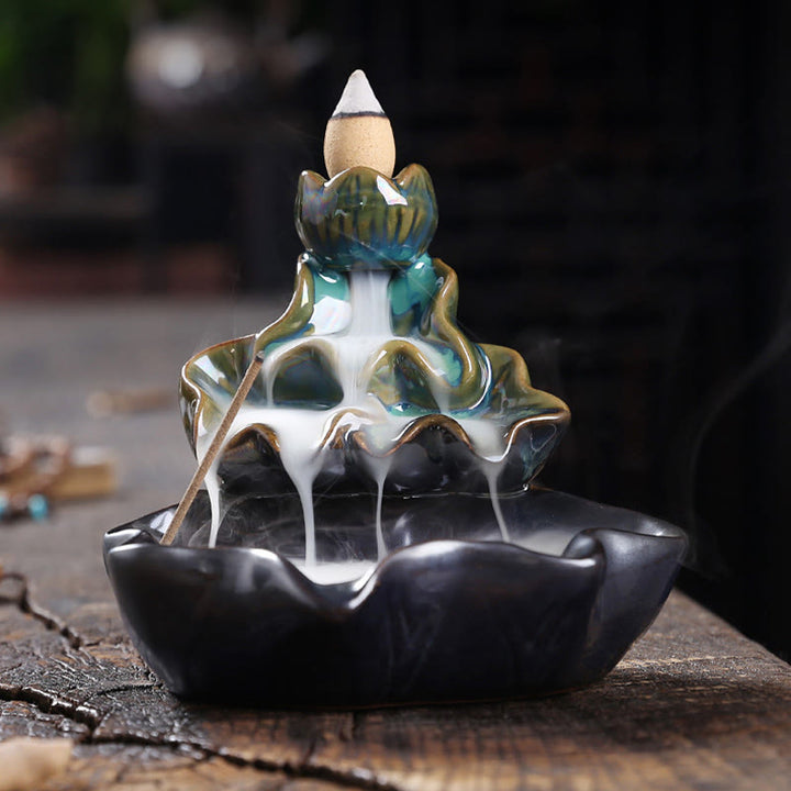 Buddha Stones蓮の葉 鯉 陶器 逆流煙噴水 平和香炉 装飾 - image 6