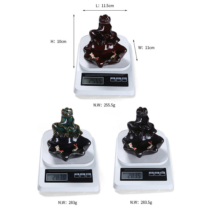 Buddha Stones蓮の葉 鯉 陶器 逆流煙噴水 平和香炉 装飾 - image 19