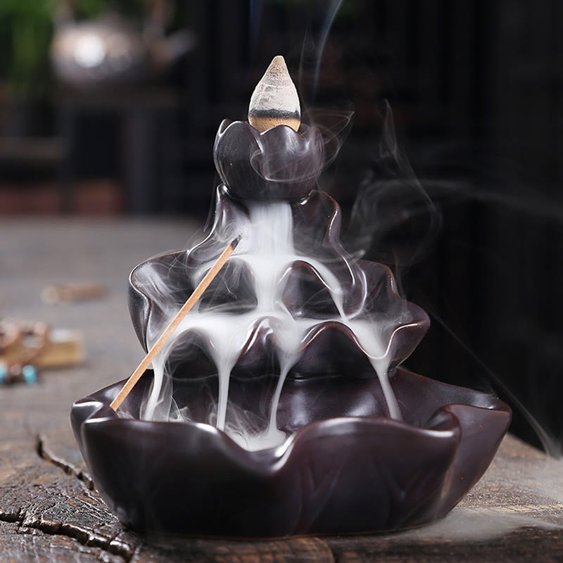 Buddha Stones蓮の葉 鯉 陶器 逆流煙噴水 平和香炉 装飾 - image 13