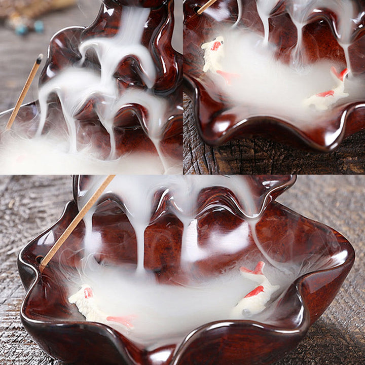 Buddha Stones蓮の葉 鯉 陶器 逆流煙噴水 平和香炉 装飾 - image 17