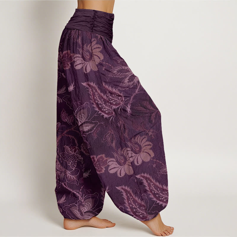 Buddha Stonesコットン カジュアル 花柄 葉柄 レディース 伸縮性ウエスト ハーレムパンツ - image 8