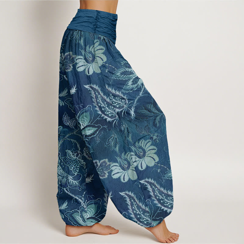 Buddha Stonesコットン カジュアル 花柄 葉柄 レディース 伸縮性ウエスト ハーレムパンツ - image 5