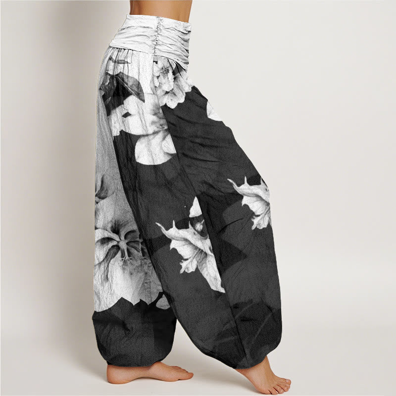 Buddha Stonesコットン カメリア柄 レディース 伸縮性ウエスト ハーレムパンツ - image 2