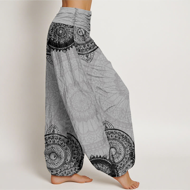 Buddha Stonesコットン円形マンダラデザインレディース伸縮性ウエストハーレムパンツ - image 9
