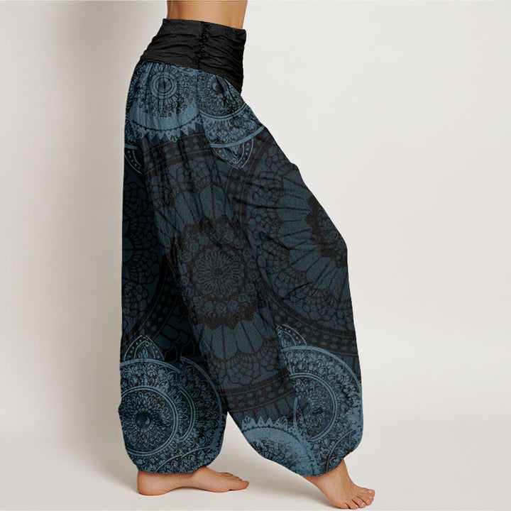 Buddha Stonesコットン円形マンダラデザインレディース伸縮性ウエストハーレムパンツ - image 6