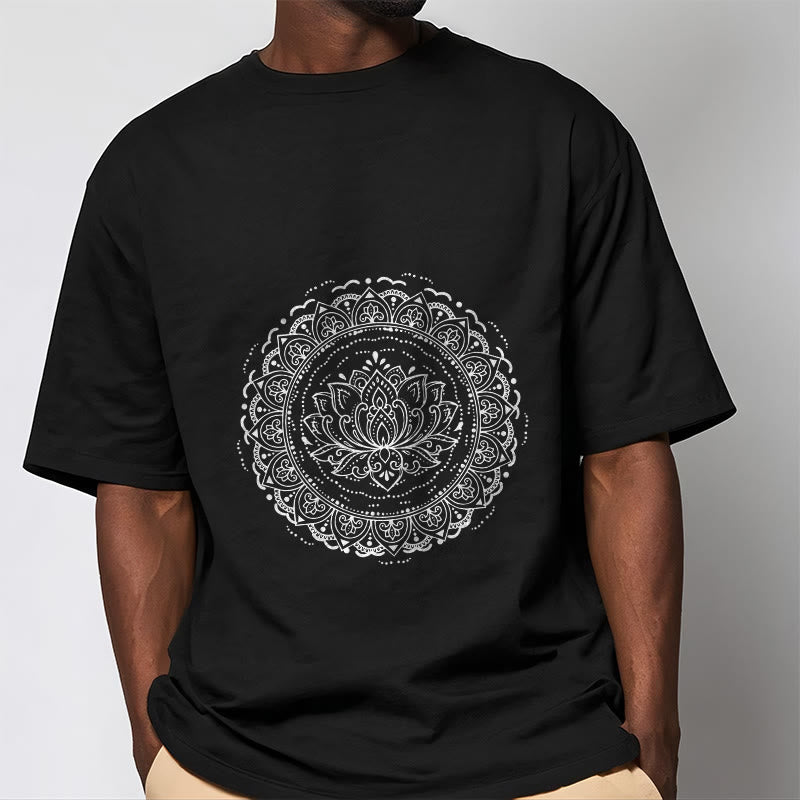 Buddha Stones曼荼羅蓮の花柄Tシャツ - image 5