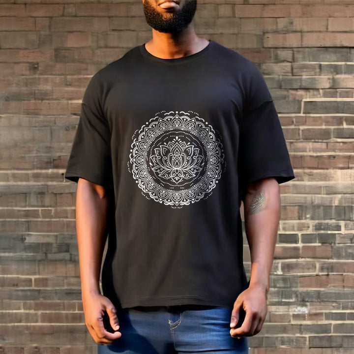 Buddha Stones曼荼羅蓮の花柄Tシャツ - image 6