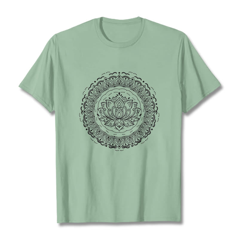Buddha Stones曼荼羅蓮の花柄Tシャツ - ペールグリーン - 2XL - image 15