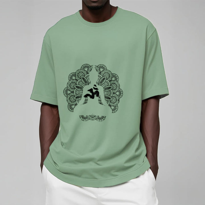 Buddha Stones純色曼荼羅オームシンボル柄Tシャツ - image 15