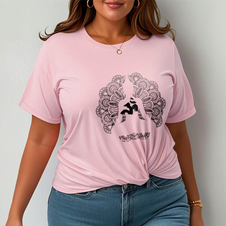 Buddha Stones純色曼荼羅オームシンボル柄Tシャツ - image 13