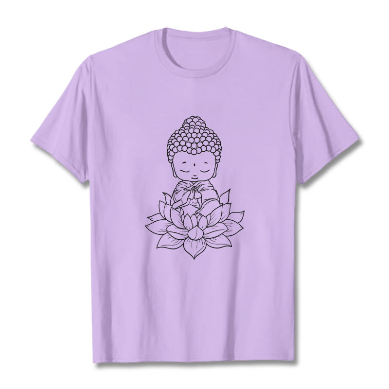 Buddha Stones平和な仏陀 蓮の花柄 Tシャツ - 梅 - 2XL - image 16