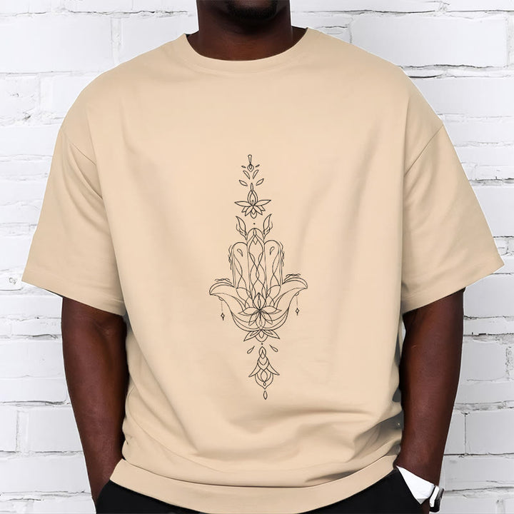 Buddha Stonesハムサハンド蓮の花柄Tシャツ - image 10