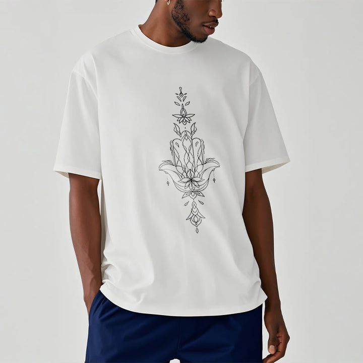 Buddha Stonesハムサハンド蓮の花柄Tシャツ - image 7