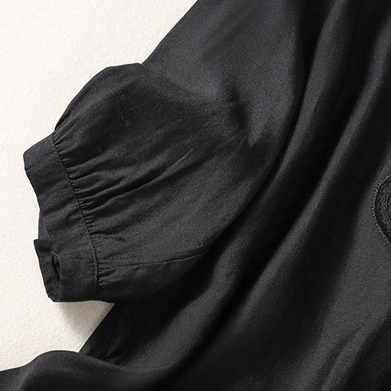 Buddha Stonesカジュアル刺繍パターン レディース Vネックデザイン ハーフスリーブ Tシャツ - image 12