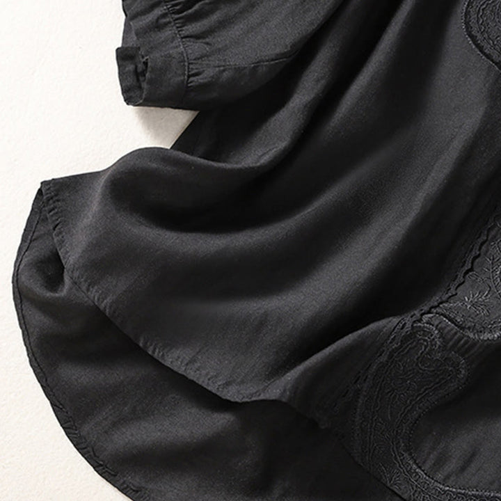 Buddha Stonesカジュアル刺繍パターン レディース Vネックデザイン ハーフスリーブ Tシャツ - image 14