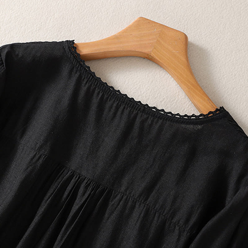 Buddha Stonesカジュアル刺繍パターン レディース Vネックデザイン ハーフスリーブ Tシャツ - image 10