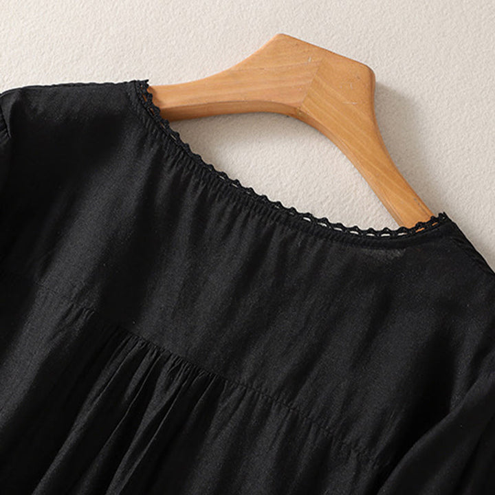 Buddha Stonesカジュアル刺繍パターン レディース Vネックデザイン ハーフスリーブ Tシャツ - image 10