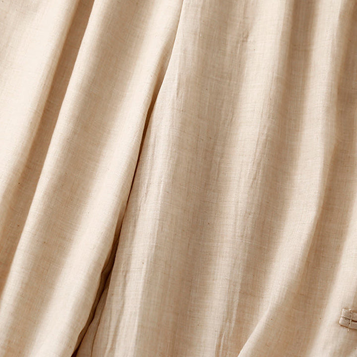 Buddha Stonesフロッグボタン裾スリットデザイン レディース ワイドレッグ コットンリネン パンツ ポケット付き - image 3