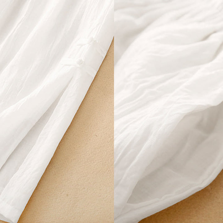 Buddha Stonesフロッグボタン裾スリットデザイン レディース ワイドレッグ コットンリネン パンツ ポケット付き - image 12