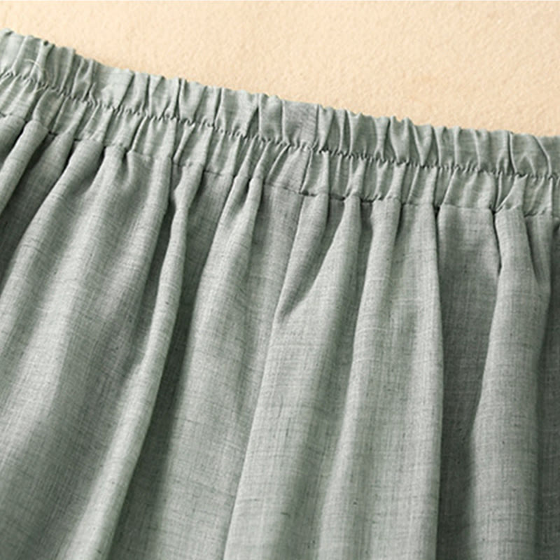 Buddha Stonesフロッグボタン裾スリットデザイン レディース ワイドレッグ コットンリネン パンツ ポケット付き - image 18