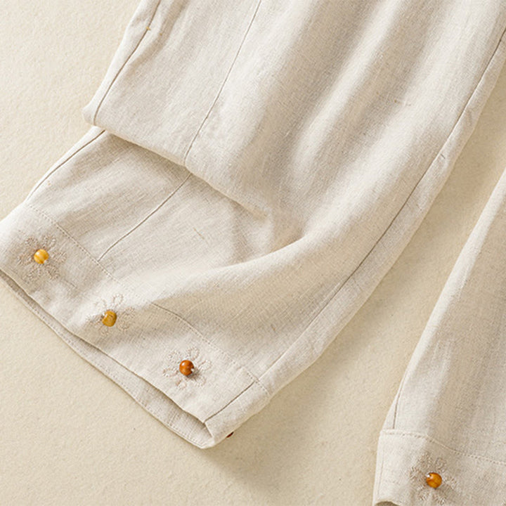 Buddha Stonesカジュアル 刺繍ビーズ ドローストリング レディース ワイドレッグ コットンパンツ ポケット付き - image 20