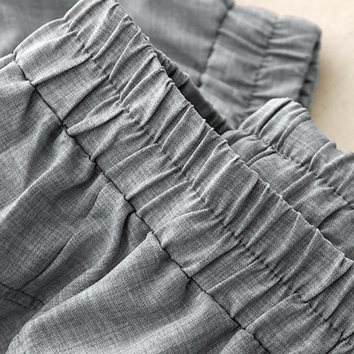 Buddha Stonesプレーン ライトスチールブルー レディース ワイドレッグ コットンリネン パンツ ポケット付き - image 3