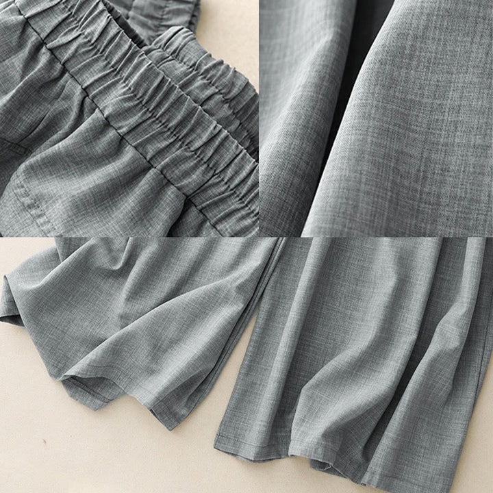 Buddha Stonesプレーン ライトスチールブルー レディース ワイドレッグ コットンリネン パンツ ポケット付き - image 8