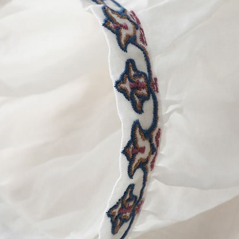 Buddha Stones柄刺繍入り七分袖ランタンスリーブ レディースTシャツ - image 10