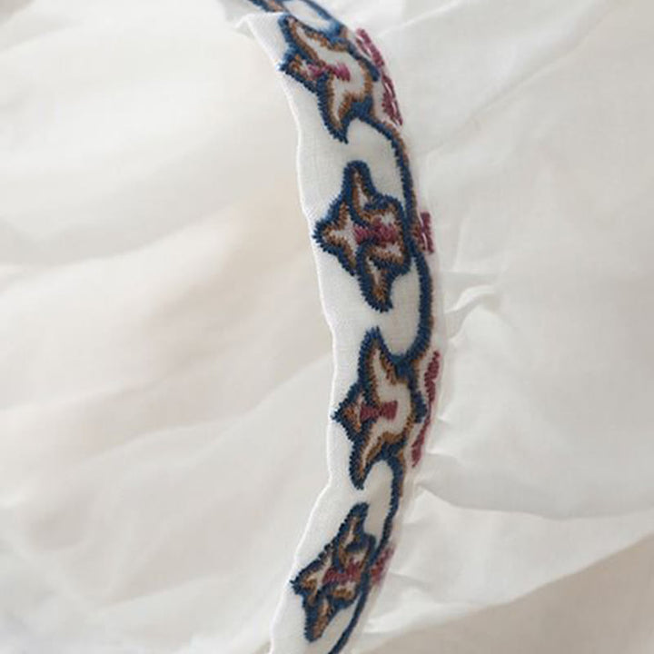 Buddha Stones柄刺繍入り七分袖ランタンスリーブ レディースTシャツ - image 10