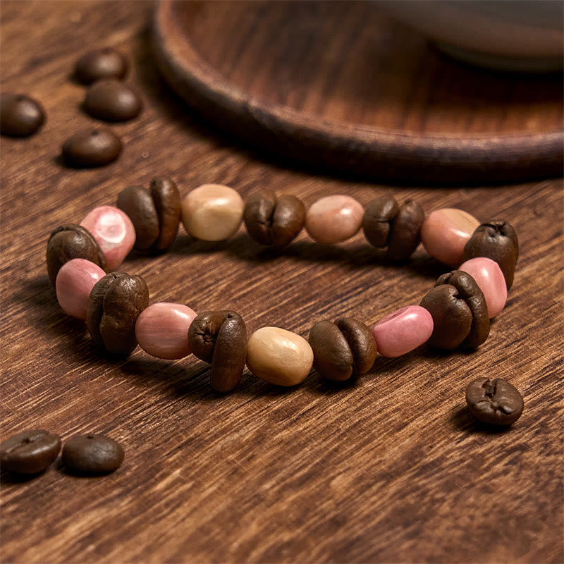 Buddha Stonesハンドメイド 天然コーヒー豆 不規則石ブレスレット - コーヒー豆（手首周り14～17cm） - image 1