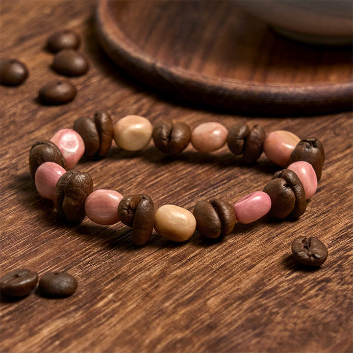 Buddha Stonesハンドメイド 天然コーヒー豆 不規則石ブレスレット - コーヒー豆（手首周り14～17cm） - image 1