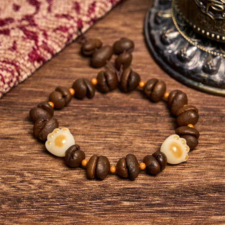 Buddha Stonesハンドメイド 天然コーヒー豆 猫頭 菩提樹 爪足 平和ブレスレット - image 15