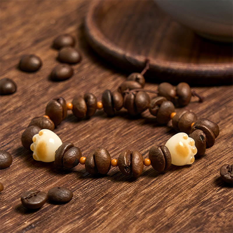 Buddha Stonesハンドメイド 天然コーヒー豆 猫頭 菩提樹 爪足 平和ブレスレット - 菩提樹の猫爪（手首周り14～17cm） - image 14