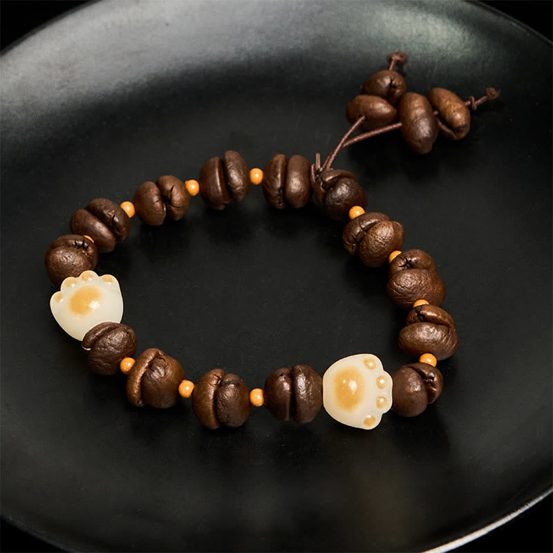 Buddha Stonesハンドメイド 天然コーヒー豆 猫頭 菩提樹 爪足 平和ブレスレット - image 17
