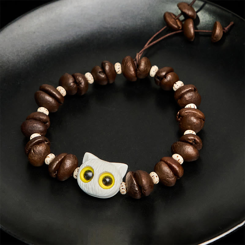 Buddha Stonesハンドメイド 天然コーヒー豆 猫頭 菩提樹 爪足 平和ブレスレット - image 12