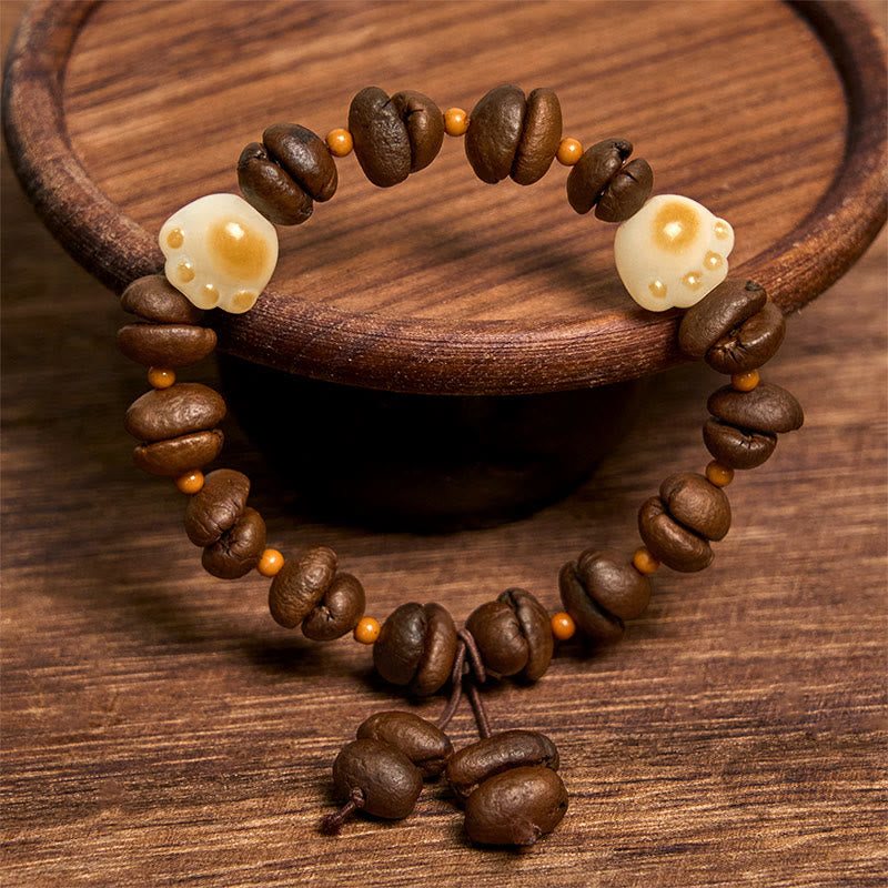 Buddha Stonesハンドメイド 天然コーヒー豆 猫頭 菩提樹 爪足 平和ブレスレット - image 16