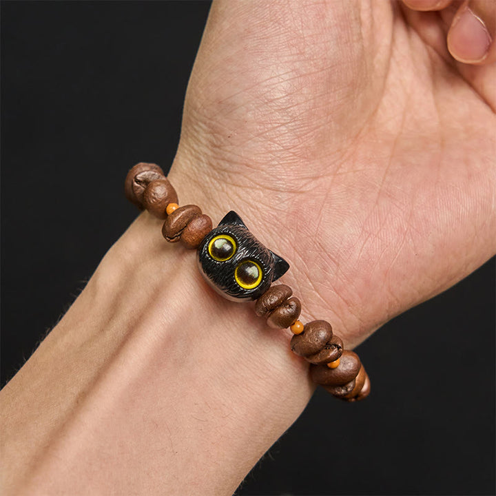 Buddha Stonesハンドメイド 天然コーヒー豆 猫頭 菩提樹 爪足 平和ブレスレット - image 5