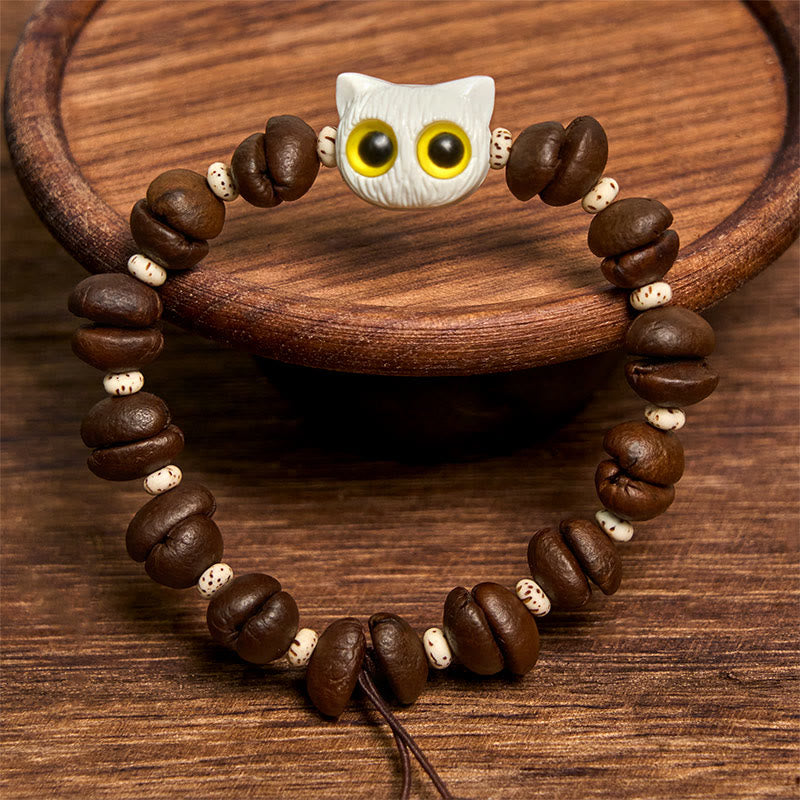 Buddha Stonesハンドメイド 天然コーヒー豆 猫頭 菩提樹 爪足 平和ブレスレット - image 11