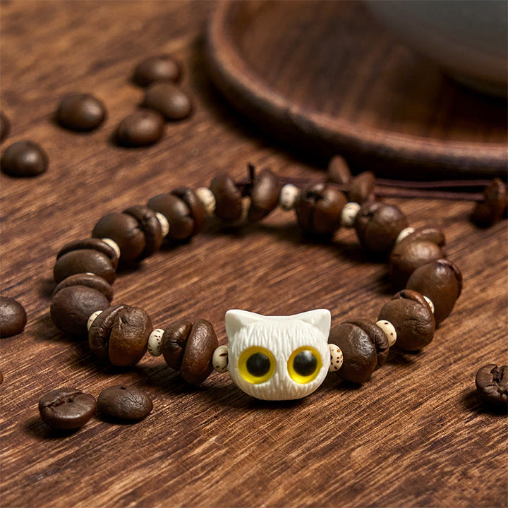 Buddha Stonesハンドメイド 天然コーヒー豆 猫頭 菩提樹 爪足 平和ブレスレット - image 10