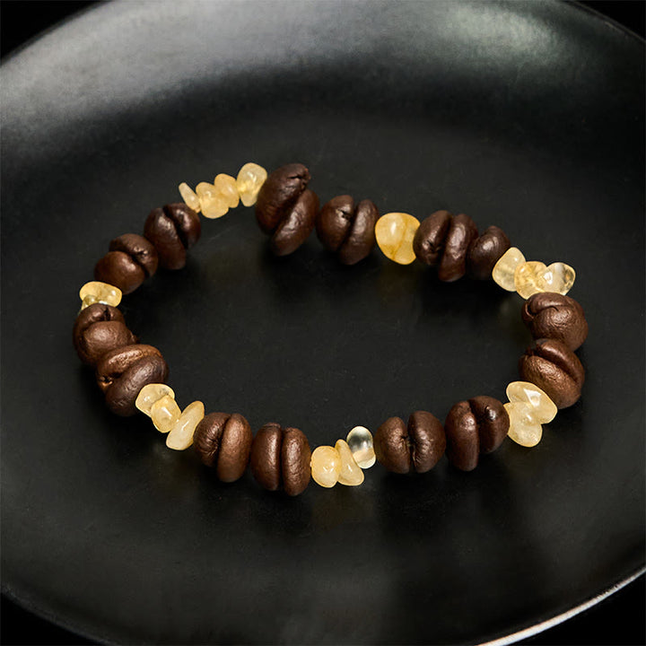 Buddha Stonesハンドメイド天然コーヒー豆アメジストシトリンアマゾナイト不規則クリスタルブレスレット - image 9
