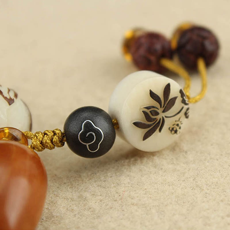 Buddha Stones チベットのマーラー数珠ホワイト菩提樹の平和ブレスレット - image 12