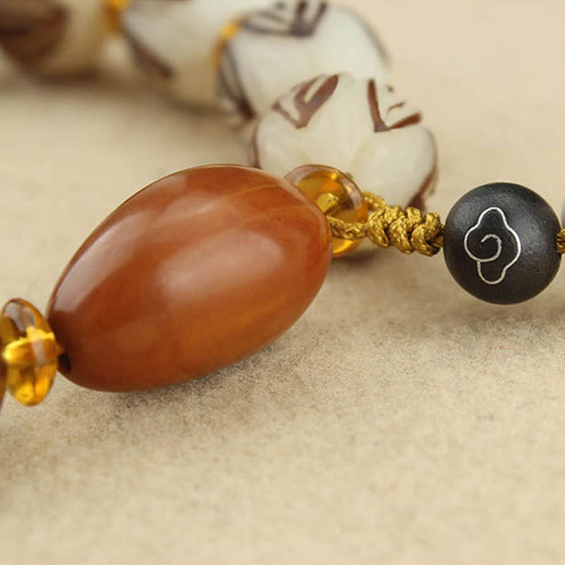 Buddha Stones チベットのマーラー数珠ホワイト菩提樹の平和ブレスレット - image 14