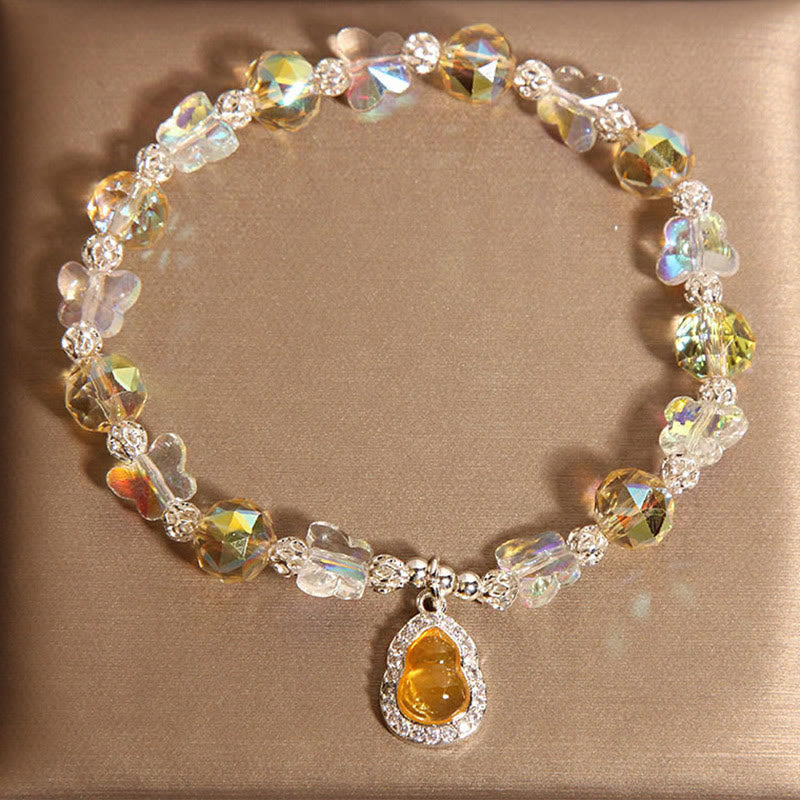 Buddha Stonesバタフライ ひょうたん アメジスト シトリン ラブラドライト バランスブレスレット - シトリン（手首周り：18cm） - image 6