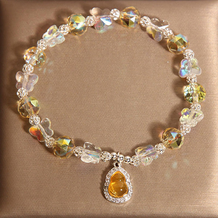Buddha Stonesバタフライ ひょうたん アメジスト シトリン ラブラドライト バランスブレスレット - シトリン（手首周り：18cm） - image 6