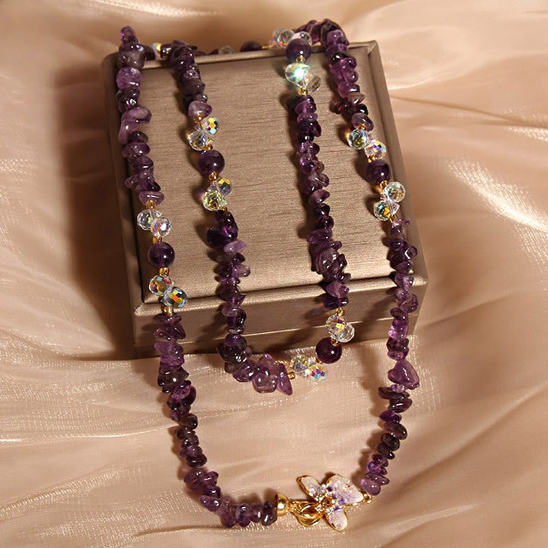 Buddha Stonesバタフライフラワー アメジスト ストロベリークォーツ バランスネックレスペンダント - image 2